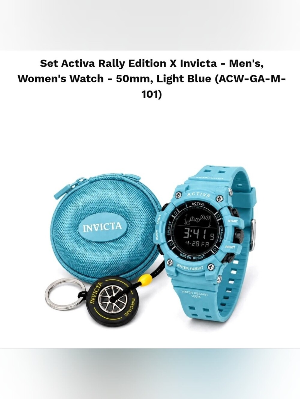🔥NEW Bundle Blue Activa Digital Sport Watch Invicta Travel Case & Tire Keychain